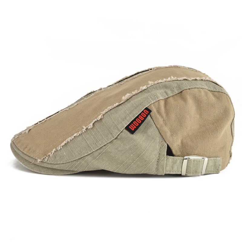 VOBOOM 100% Cotton Distressed Ivy Newsboy Caps Cabbie Gatsby Hat (Khaki) - Image 2